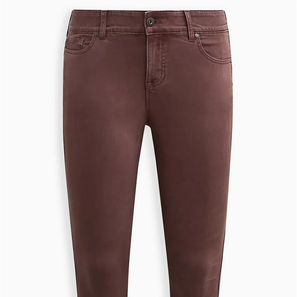 ❤️NWT TORRID JEAN - CROP BOMBSHELL SKINNY - SUPER SOFT - HIGH-RISE BROWNISH TAN - Picture 7 of 8